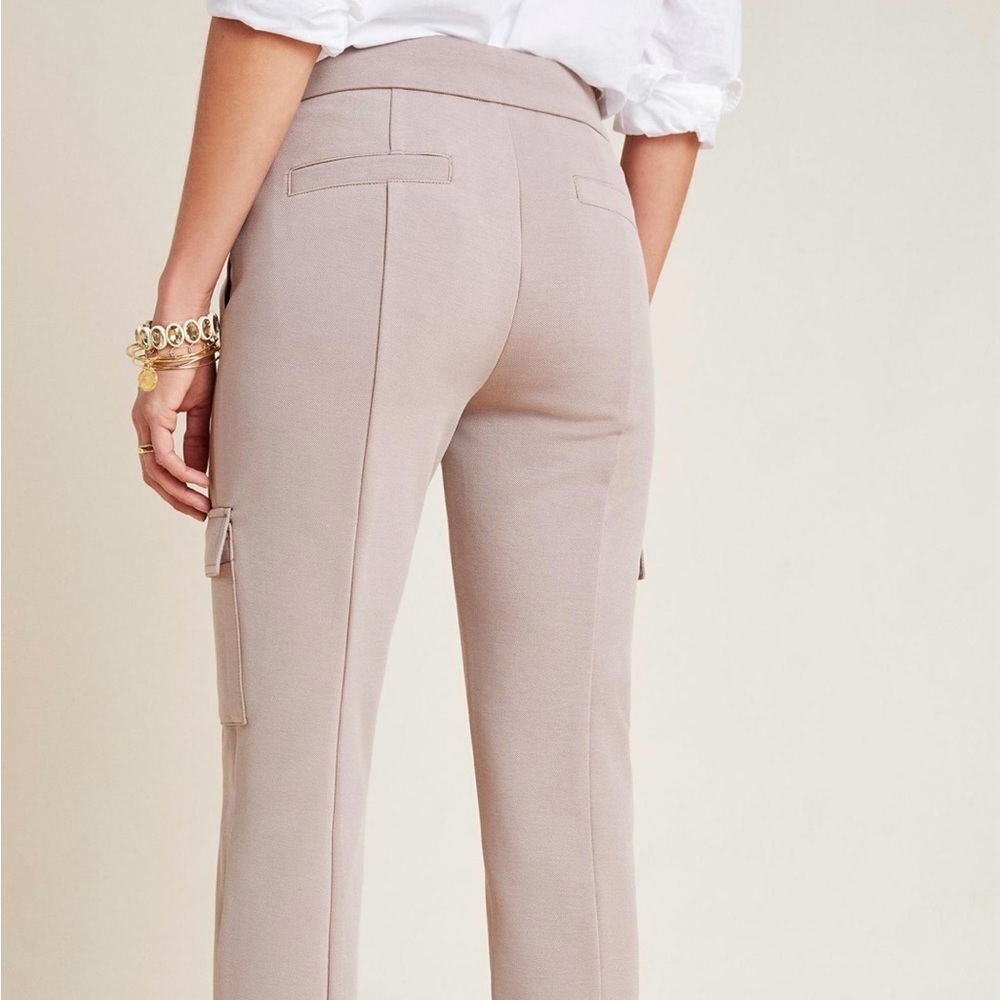 Anthropologie The Essential Knit Cargo Pants in Taupe Size 10 Office Work Casual - Picture 3 of 8